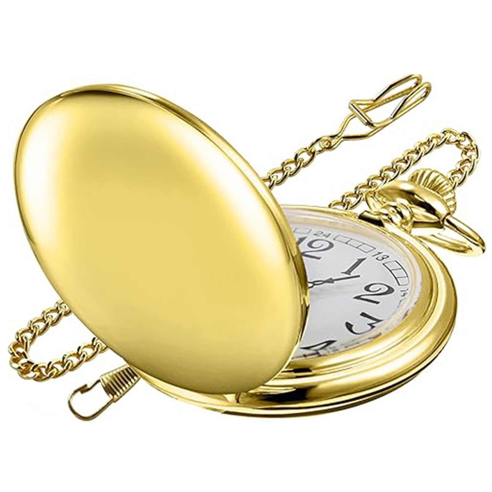 Tiong Vintage Smooth Quartz Pocket Watch Classic Fob Watch with Short Chain for Men Women on Birthday Anniversary Day Christmas Fathers Day