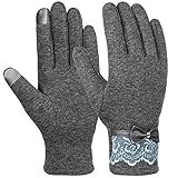 Vbiger Womens Winter Gloves Touch Screen Gloves Thick Warm Windproof Mittens (Grey)