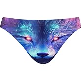 Men's Purple Galaxy Wolf Swim Briefs Bikini Swimsuit S 202a0002