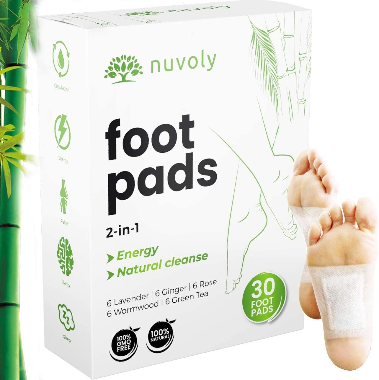 Foot Pads, 30 Pack, All Natural and Organic Formula, Upgraded 2 in 1 Patches (1 Pack (30 Foot Pads)): Health & Personal Care