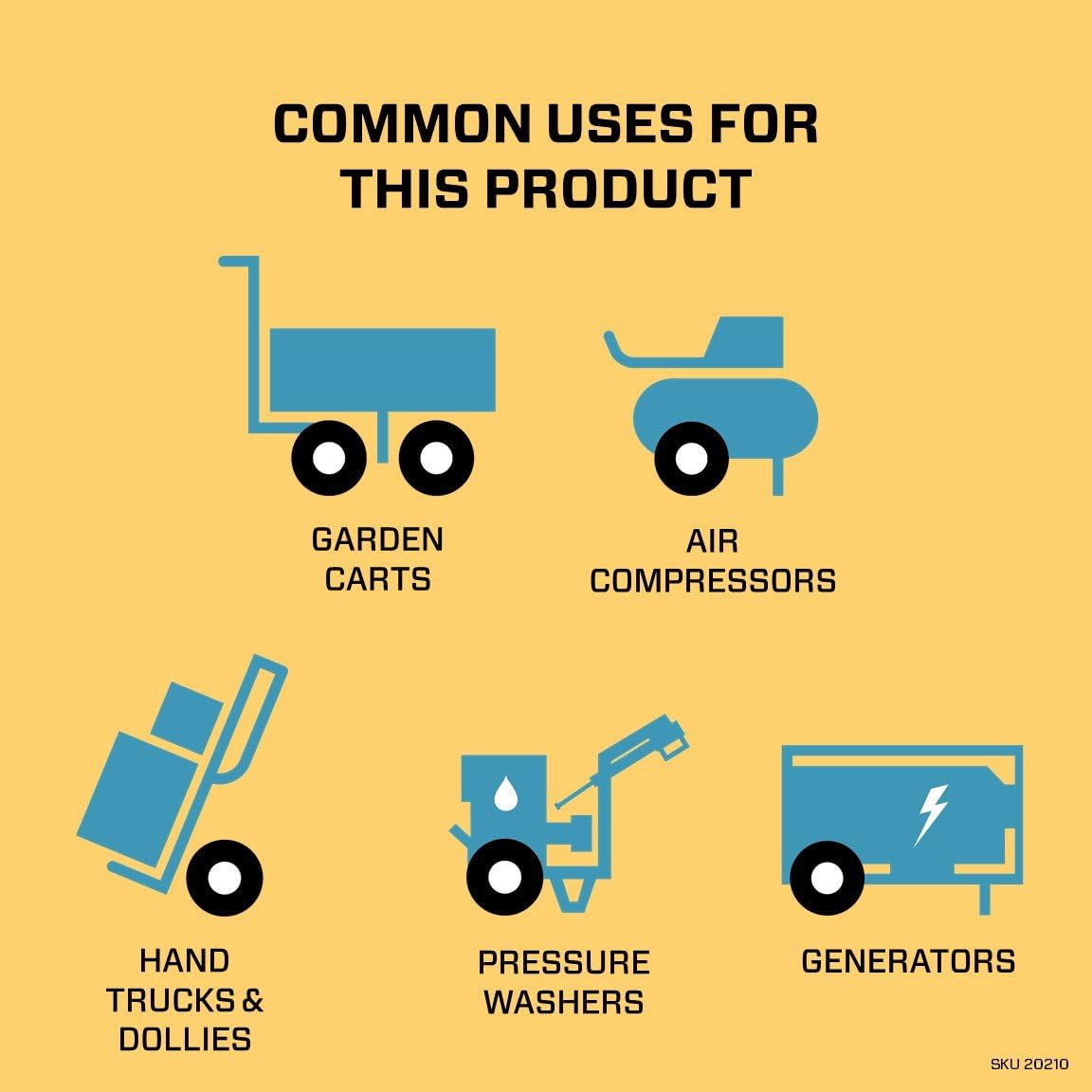 Marathon 00210 Universal Fit, Flat Free, Hand Truck All Purpose Utility Tire, 4.10/3.50-4": Garden & Outdoor