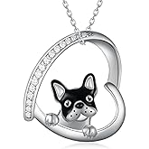 Yorionke French Bulldog Necklace 925 Sterling Silver Intelligent Cute Animal Dog Necklace French Bulldog Pendant Jewelry Gifts for Women and Dog Lover