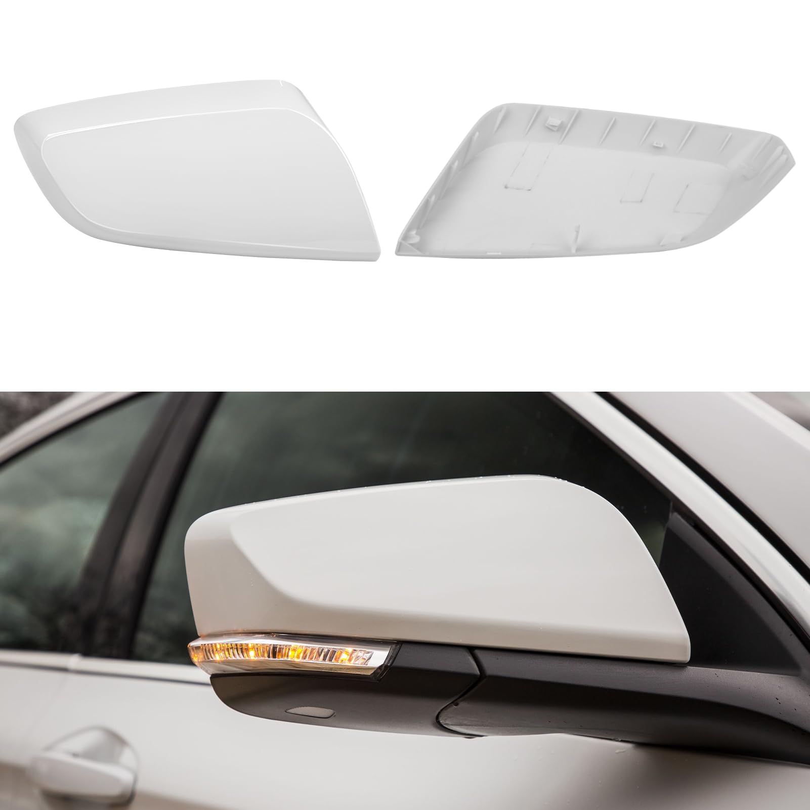 Photo 1 of Abodvu Compatible with Chevy IMPALA Passenger Side Door Mirror Housing Cover Replacement 2014-2020,10th Gen IMPALA Mirror Cap for Right Side,Rearview Cover Cap Clip-on Replacement,White,1 PC