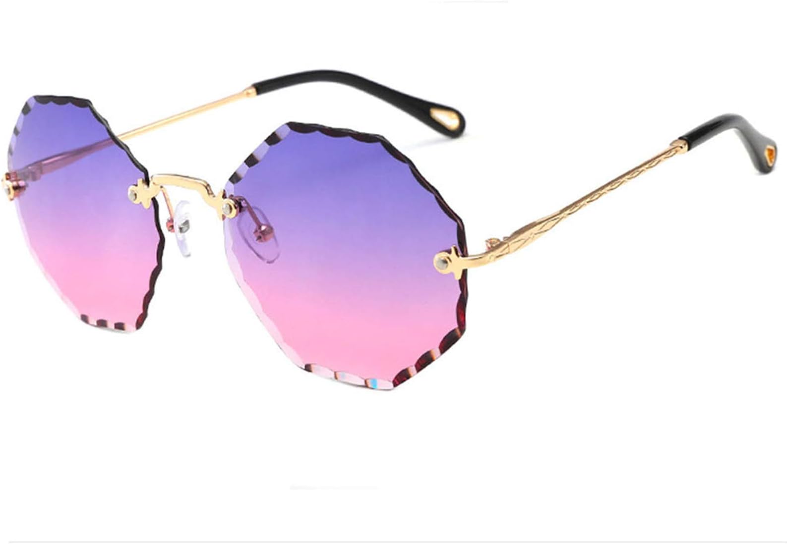 OGOBVCK Polygon Frameless Sunglasses Womens Mens Fashion Oversize Rimless Sunglasses