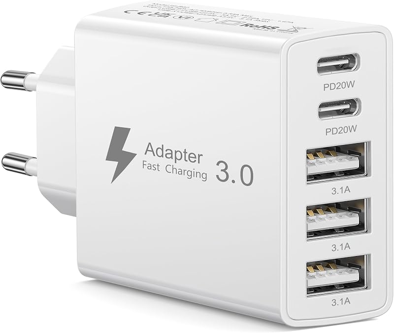 Carregador USB C 50W, 5 portas, carregador USBC, carregador USB múltiplo — foto 1 de 7