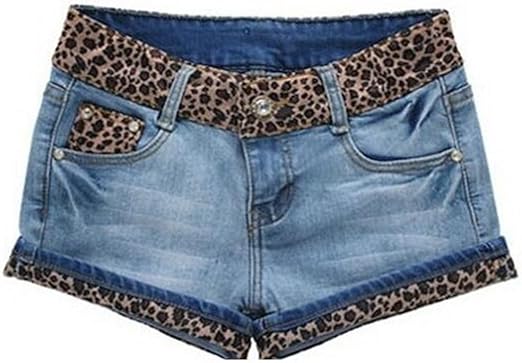 leopard print jean shorts
