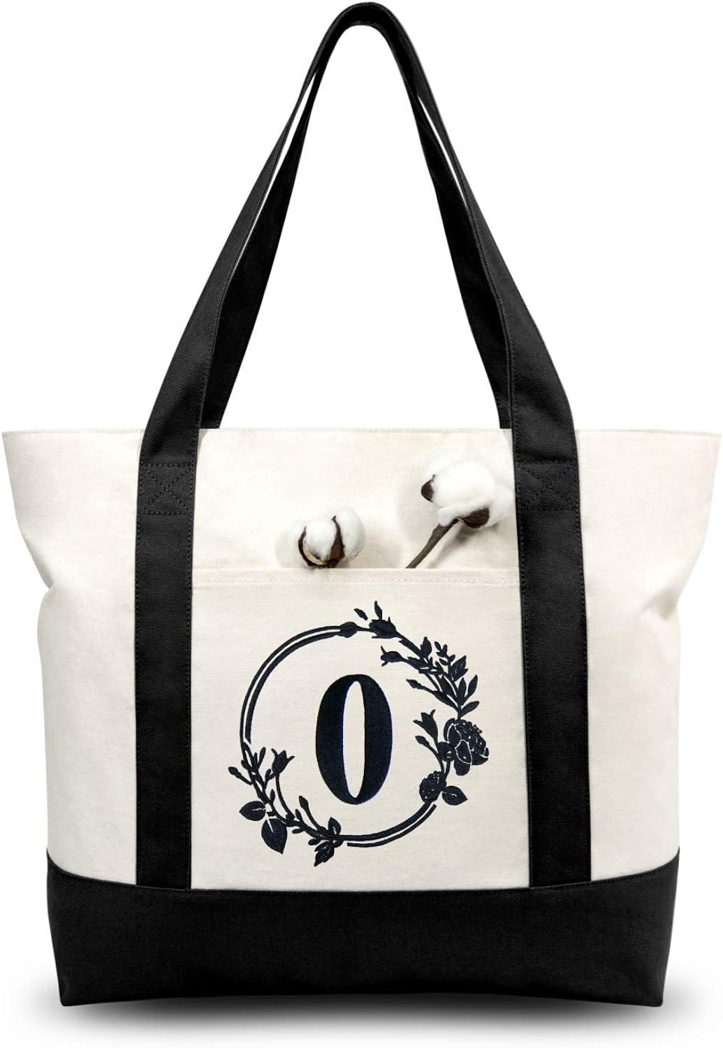 YOOLIFE Personalized Monogram Canvas Beach Tote Bag - Waterproof, Large Capacity With Zipper, Gift For Women - View #13