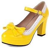 FOREADA Mary Jane Heels for Women Bow Lolita Platform High Heels Kawaii Shoes Dress Round Toe Pumps