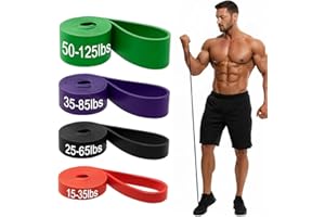 Resistance Bands Set of 4, Pull Up Assist Bands for Workout, Long Exercise Bands 15–125 lbs for Strength Training, Fitness, H