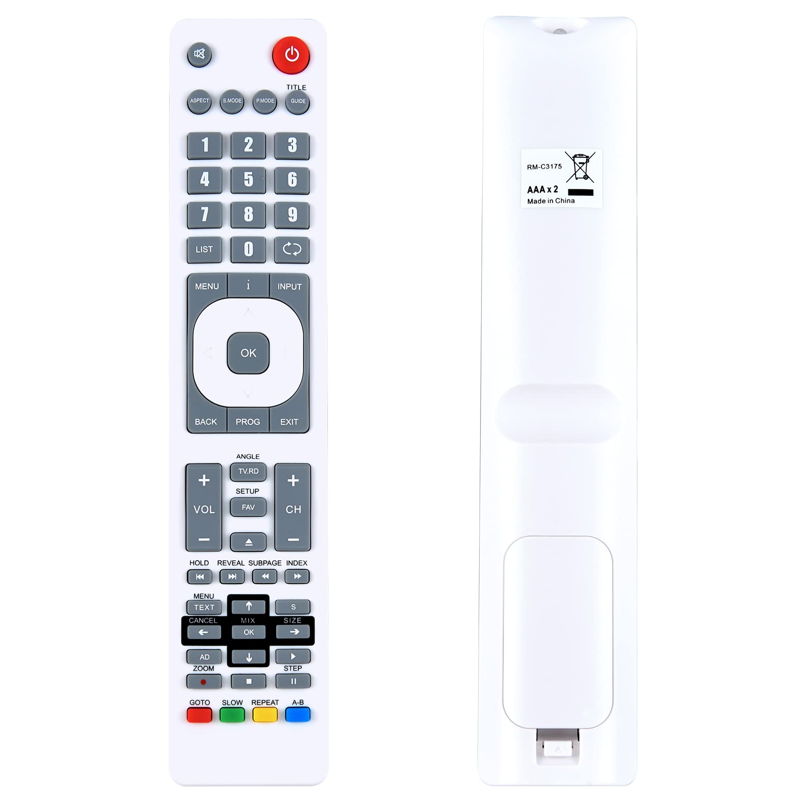 TCNOUMT Replacement Remote Control RM-C3175 fit for JVC TV LT-24C340 LT-24C490 LT-22C540 LT-40C540 LT-22K560 LT-40C590 LT-42K560 LT-48C570 — image 1
