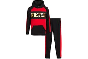 Quad Seven Boys’ 2 Piece Fleece Jog Set with Embossed Foil Hooded Sweatshirt and Jogger Pants