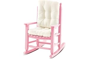 Yalikop Kids Rocking Chair Cushion Pad Set Toddler Rocking Chair Indoor Outdoor Wooden Rocker Child Patio Rocker for Porch Balcony Lawn Indoor Outdoor(Pink,Ages 2-5)