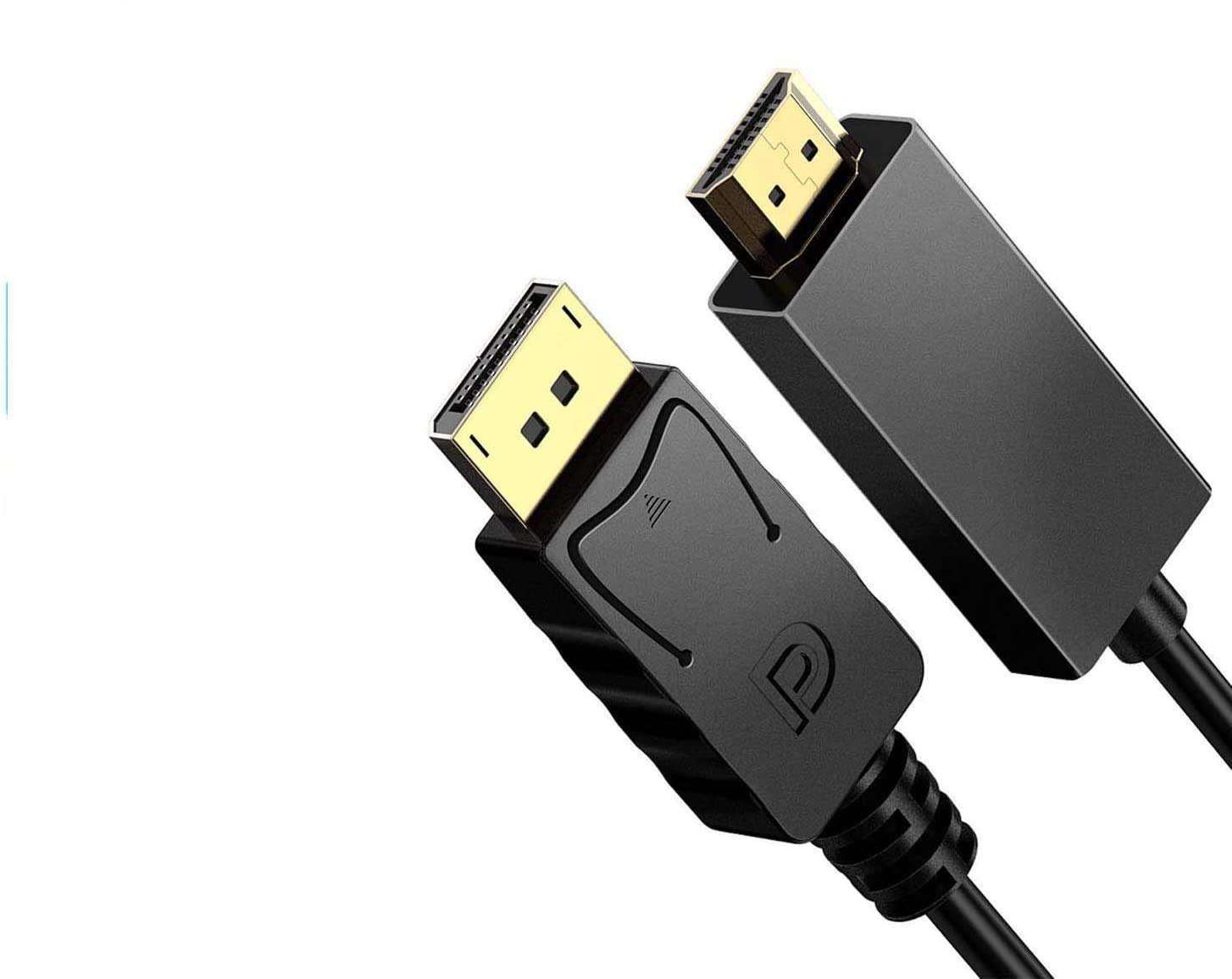 TB DisplayPort to HDMI Cable (6 Feet/1.8M) Cable, DP to HDMI cable HDTV 1080P Adapter Male to Male Converter Gold-plated Cord Compatible for all brands