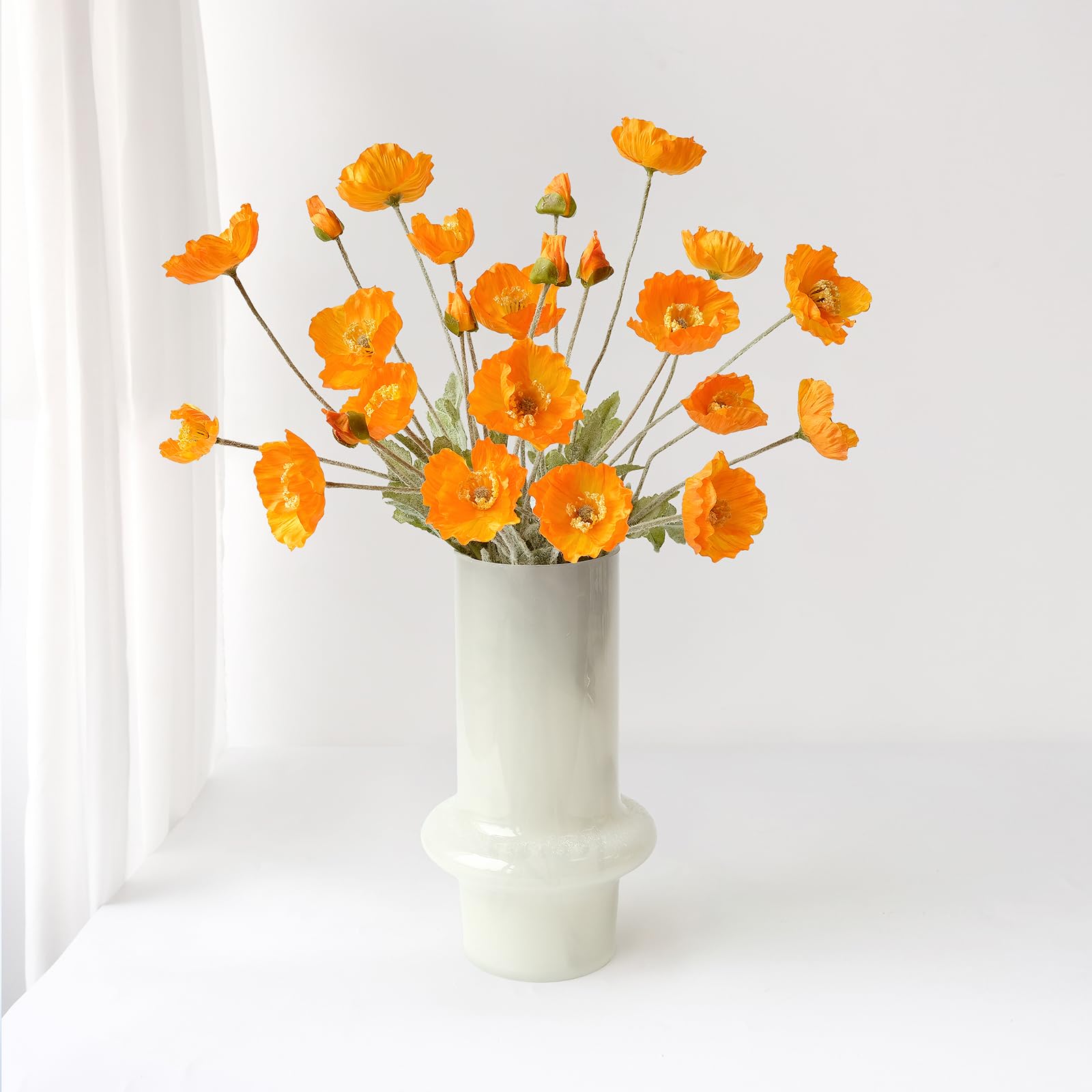 Photo 1 of ZYTUYO 6PCS Orange Poppies Artificial Flowers Faux Poppy Silk Orange Flowers with Long Stems for Home Table Office Fall Outdoor Indoor Baby Shower Halloween Arrangements