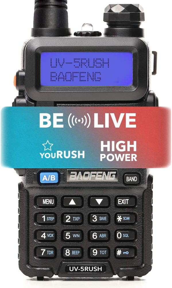 BAOFENG UV-5R 8W Two Way Radio - youRUSH UV-5RUSH Dual Band Radio with Extended BL-5 2800mAh Battery and USB Programming Cable Plus Lanyard - Chirp Support - Portable Ham Radio - Walkie Talkie: Car Electronics