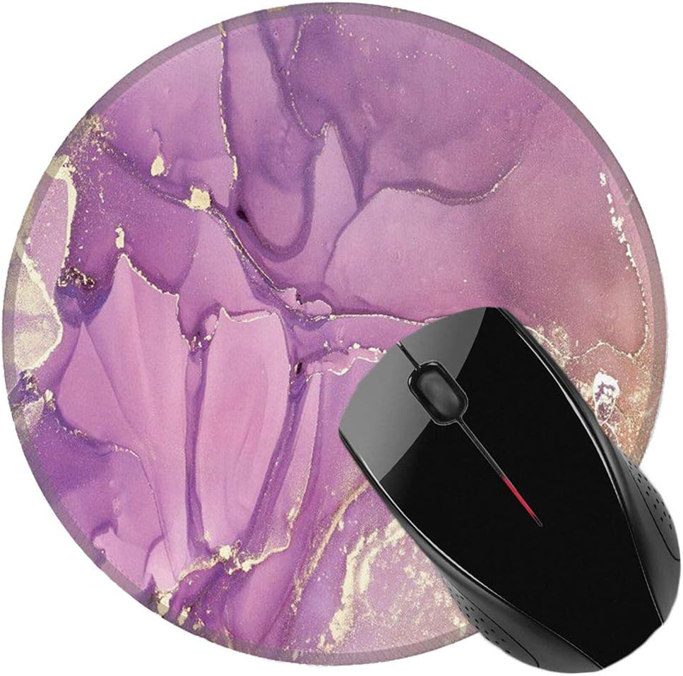 Nakapa Round Mouse Pad,Non-Slip Rubber Base Mousepad 7.9x7.9 inches Mouse Mat for Working Gaming Laptop and Computer (Marble Purple Golden) - Image 3