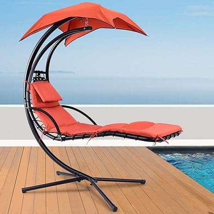 Amazon Com Techfaith Hammock Stand Outdoor Chair Outdoor Swings For Adults Patio Lounge Chair Outdoor Hanging Chair Outdoor Lounger Free Standing Hammock Yard Chair Rust Garden Outdoor