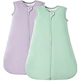 Duomiaomiao 2 Pack Buttery Soft Rayon Made from Bamboo Baby Sleep Sack 0-6 Months 1.0 TOG, Premium Baby Sleeping Bag 2-Way Zipper for Babies