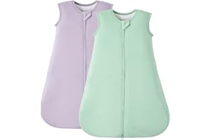 Duomiaomiao 2 Pack Buttery Soft Rayon Made from Bamboo Baby Sleep Sack 6-18 Months 1.0 TOG, Premium Baby Sleeping Bag 2-Way Zipper for Babies