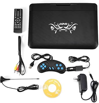 Amazon Com Zerone 13 9inch Hd Portable Dvd Player Mp3 Cd Tv Player With Swivel Screen Built In Rechargeable Battery Supported Sd Card And Usb Direct Play Us Plug 110 240v Electronics