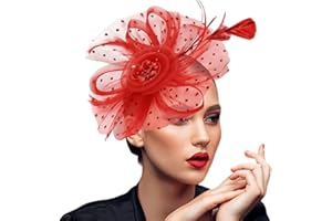 ASAHEL Fascinators Hats 20s 50s Pillbox Hat Cocktail Tea Party for Women Red
