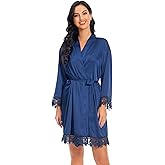 Women's Satin Robes Lace Silk Robe Bride Bridesmaid Robes Bridal Robes Soft Kimono Bathrobe