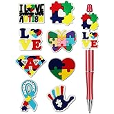 8Pcs Silicone Focal Beads for Pens – Premium Soft, Durable Beads for Custom Pen Making, DIY Craft Projects, and Personalization – Assorted Colors and Designs (Autism1)