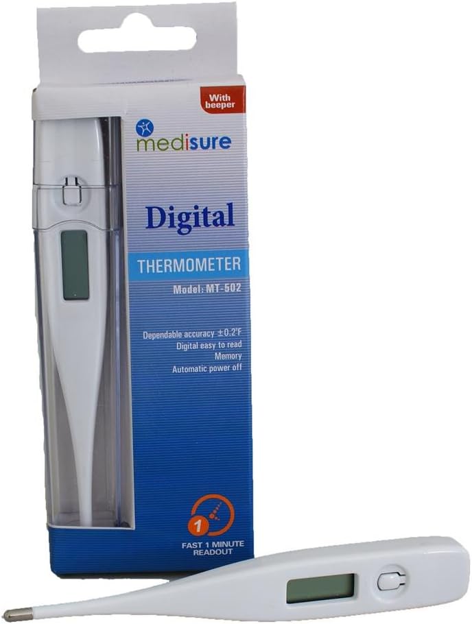 Medisure Digital Thermometer - Fast 1 Min Read, Accurate +/- 0.2 F, Easy Display
