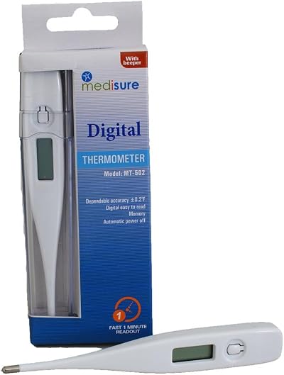 Medisure Digital Thermometer - Fast 1 Min Read, Accurate +/- 0.2 F, Easy Display