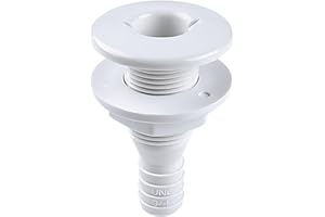 SEAFLO Thru Hull Fitting, Marine Boat, Plastic Drain Overflow Connector, Corrosion Resistant Saltwater Safe, Bilge Port Deck Outlet,(⅝,¾,1,1⅛,1¼,1½, & 2" Options)(1,2,5, &10 Packs)(White/Black)