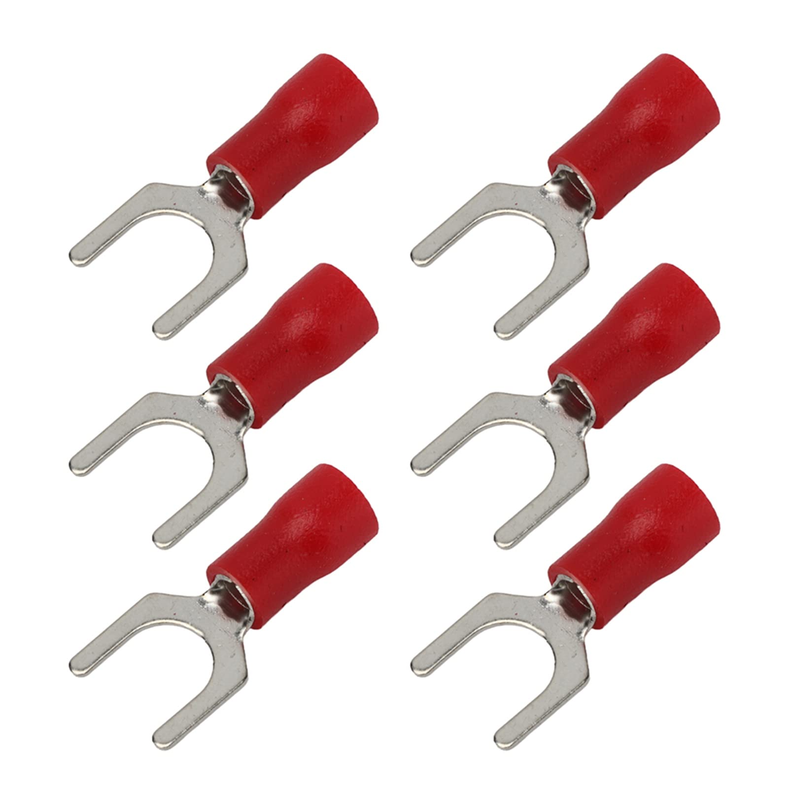 Ticfox 100Pcs U Type Wire Connector, Insulated Crimping Connectors Insulated Fork Terminals Copper PVC Electrical Crimp Terminal 16-14AWG for Electrical Wiring