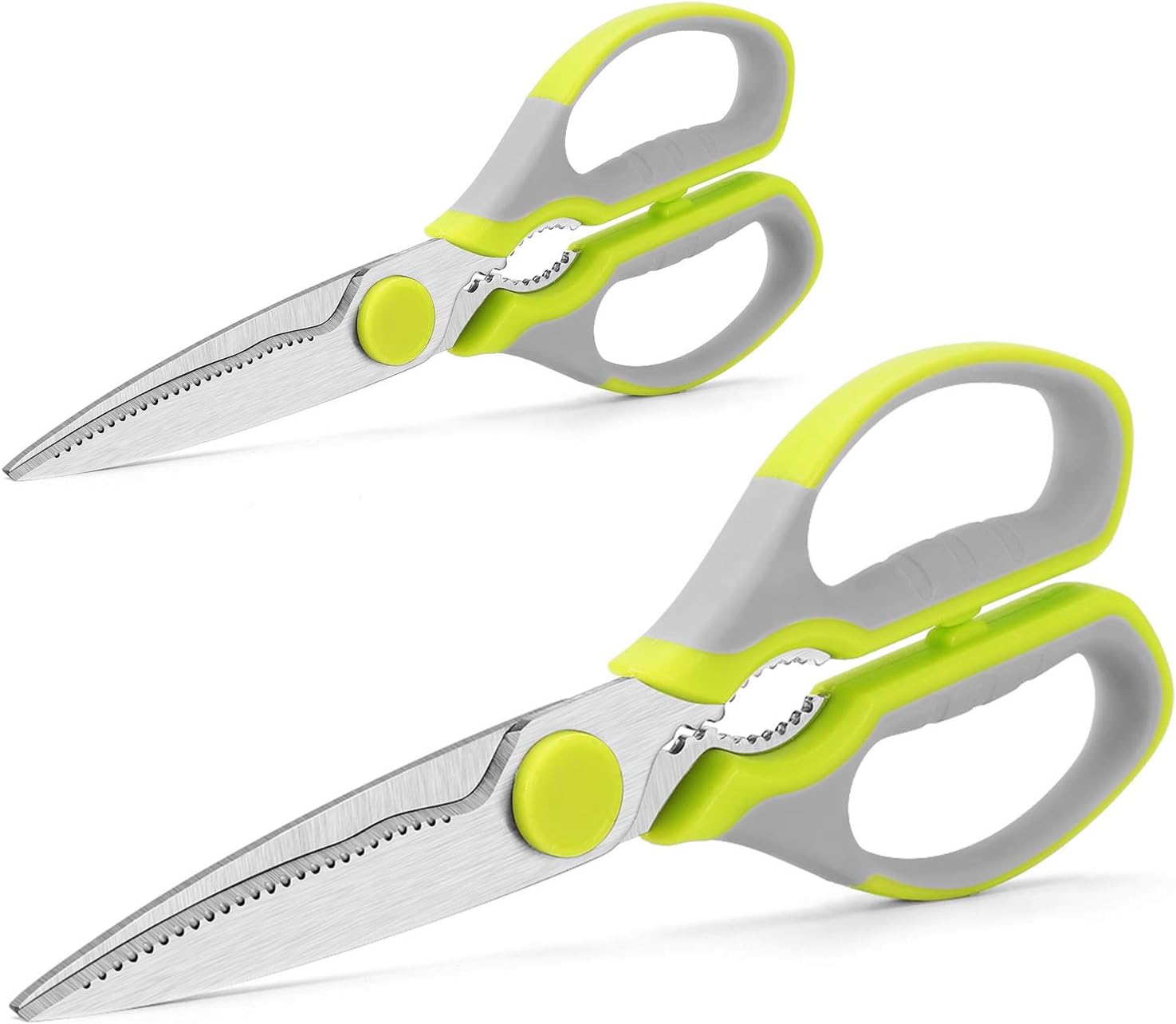 Multifunction Kitchen Scissors 2-Piece Set WELLSTAR, Heavy Duty Food Shears for Chicken Meat Vegetable Fish Herb Poultry Stainless Steel Cooking Scissors with Comfortable Handle Kitchen Scissors Set