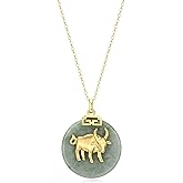 ETERNAL JADE .925 Sterling Silver 18K Gold Plated Chinese Zodiac Sign Pendant Necklaces for Women - Hypoallergenic Genuine Green Jade Gold Necklace for Women Zodiac Year Jewelry, 18 inch Chain