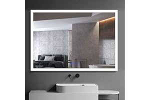 DECORAPORT LED Bathroom Mirror 40 x 28 Inch, Dimmable Lighted Bathroom Vanity Mirror with Touch Button, Mounted Anti-Fog Make