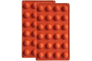 BUSOHA 24 Cavities Semicircle Silicone Molds - Mini Semi Sphere Round Dome Fondant Mold, Bomb Teacake Baking Pan for Cake Decoration, Chocolate Candy Gummy Mousse Jelly Pudding Ice Cube Tray, Set of 2