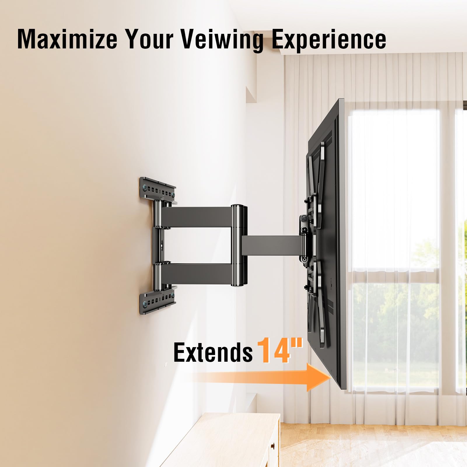 ELIVED Ultra Slim TV Wall Mount for Most 26-60 Inch tvs, Low Profile TV Mount, Full Moiton Wall Mount Bracket Swivel and Tilt, Max VESA 400x400mm, Holds up to 88 lbs. Fits 16