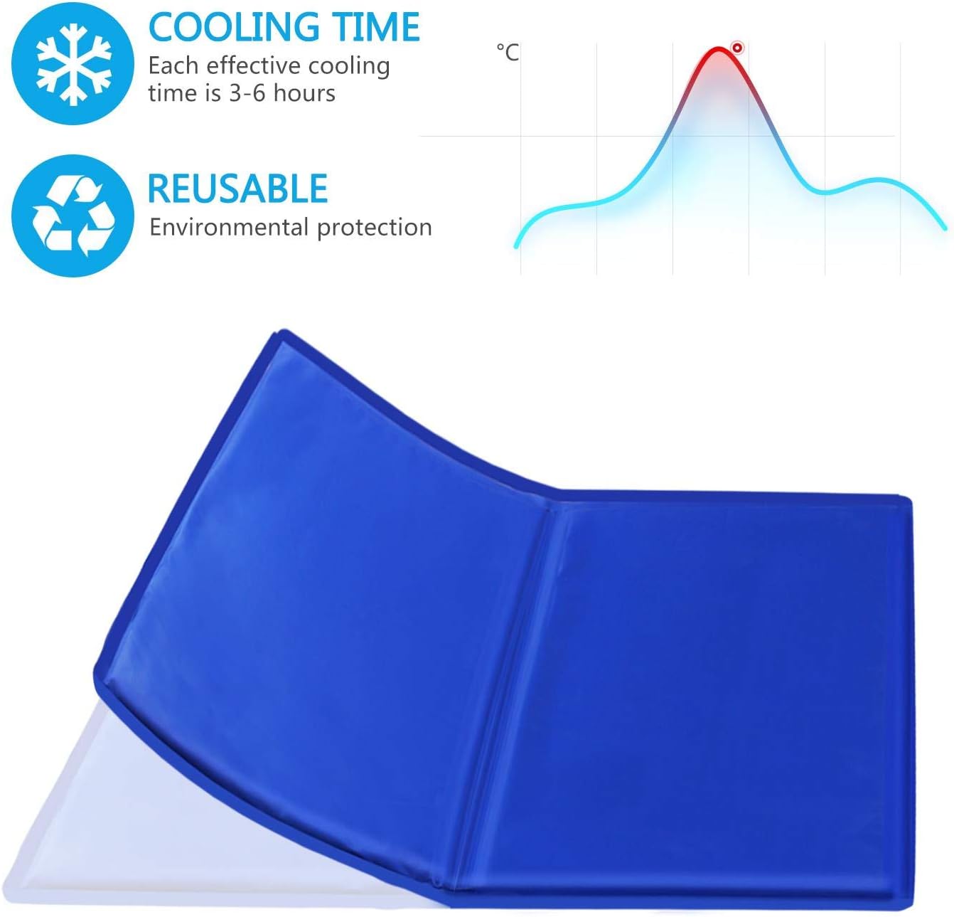 Nobleza - Dog Cooling Mat Pet Self Cooling Non-Toxic Gel Pads Puppy Cat Bed Mat Cool Summer Sleeping Mattress, 50 * 65cm, Blue, M - Image 3