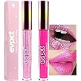 evpct 2Pcs Pink & Rose Pink Matte to Glitter Liquid Lipstick Long Lasting Lip Set Kit for Women Diamond Shiny Glitter Sparkly Glossy Metallic Shimmer Sparkle Waterproof Lipstick Lip Gloss 09+11