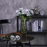 Veryhome 10 Pcs Artificial Roses Silk Flowers Single Stem 50cm Silver view 2