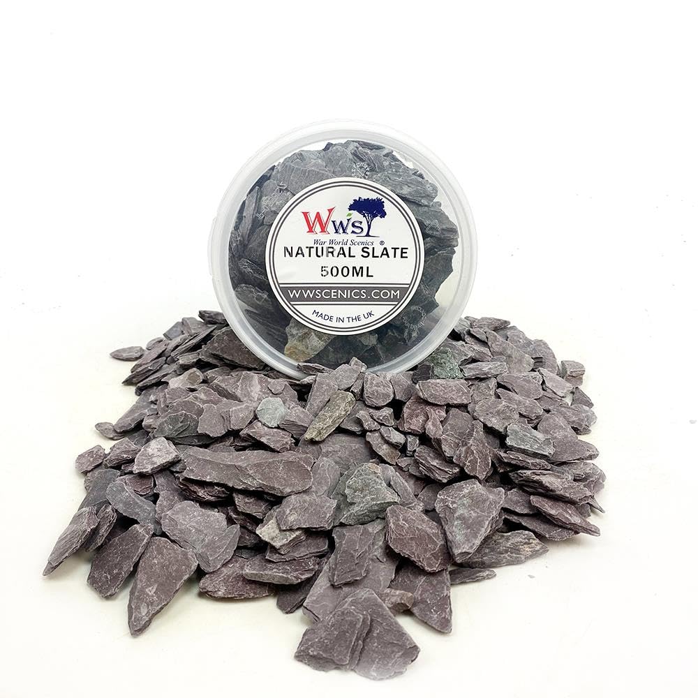 WWS War World Scenics WWScenics Natural Slate Stone | 500ml Tub | Wargame Scenery & Basing Material