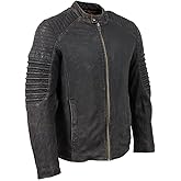 Milwaukee Leather Vintage SFM1808 Men's Black Leather Seamed Shoulder Zipper Front Jacket