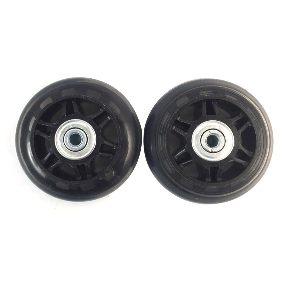 DOREKIN Suitcase Wheel Replacement Set - 1 Set Luggage Axles and Wrench Repair, OD 70mm, Black, Rubber, In-Line Skate, 2 Wheels, 2 Axles, 4 Washers