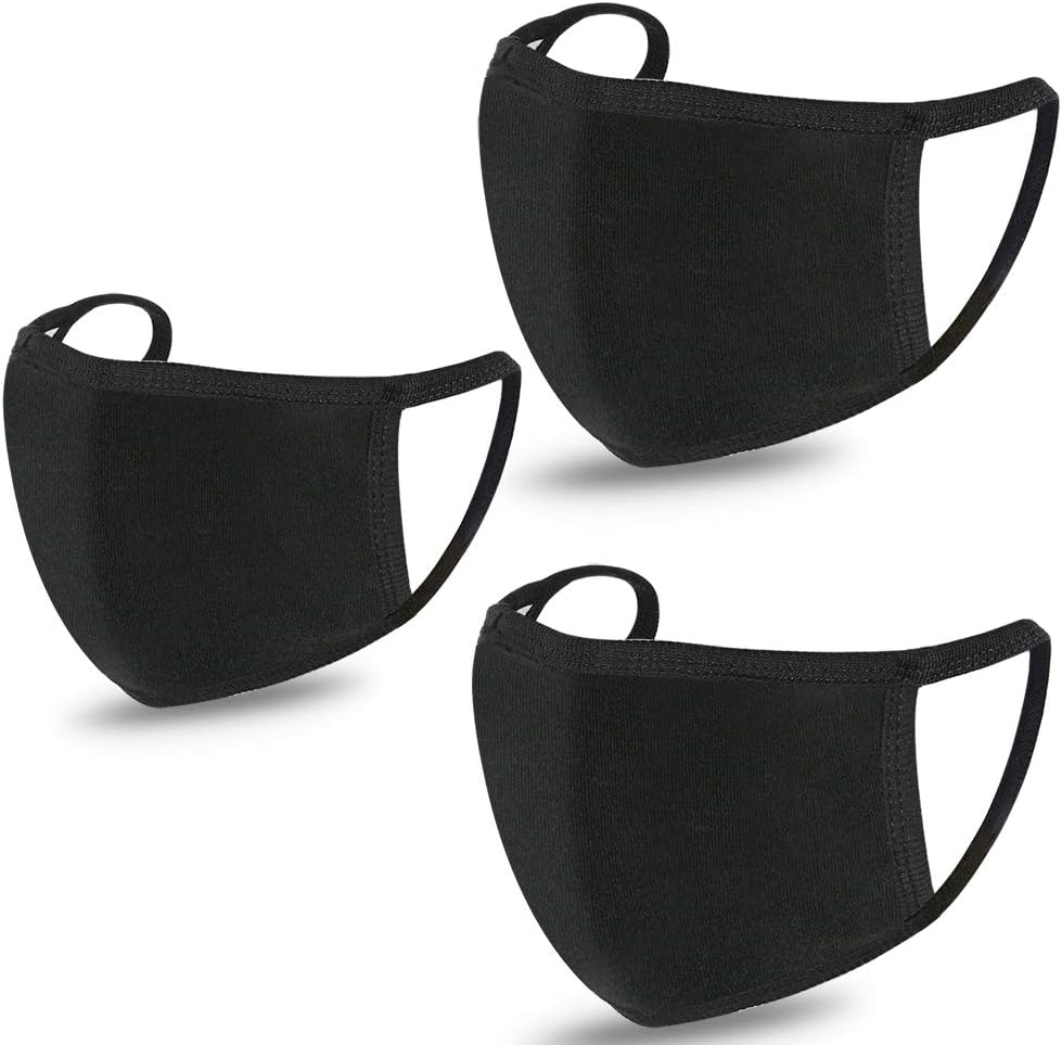 3 Pack Unisex Cotton Adjustable Adult Face Accessories Anti Dust Washable Reusable for Cycling Camping Travel Black Accessories