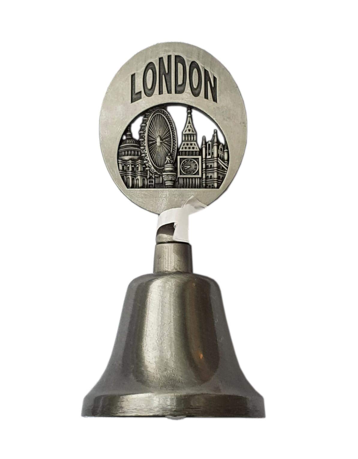 London Icons Metal Bell - Pewter Effect - Big Ben Tower Bridge St. Paul's Cathedral London Eye - British Souvenir from England UK for Kitchen Home Office Hotel Front Desk Reception Restaurant Bar