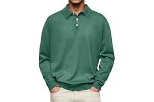 BIVENANT Mens Casual Knit Polo Collared Sweatershirt Business Fall Winter Long Sleeve Solid Color Color versatile Top