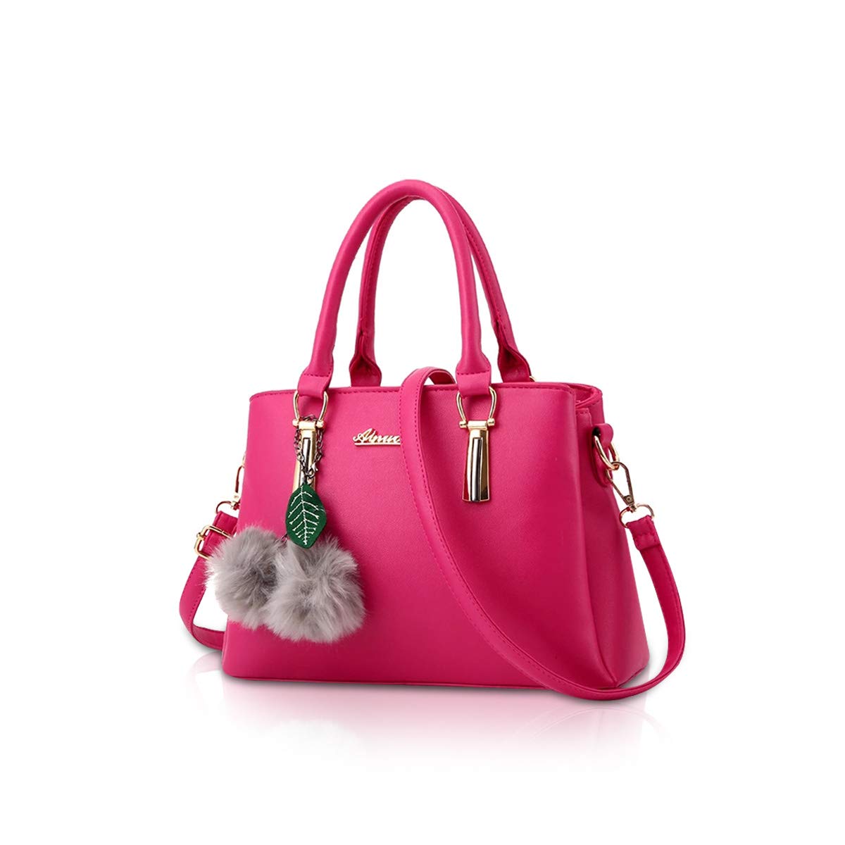 NICOLE&DORIS Handbags for Women Fashion Top-Handle Bags Crossbody Bags Messenger Bags Handbags with Pompom Rose
