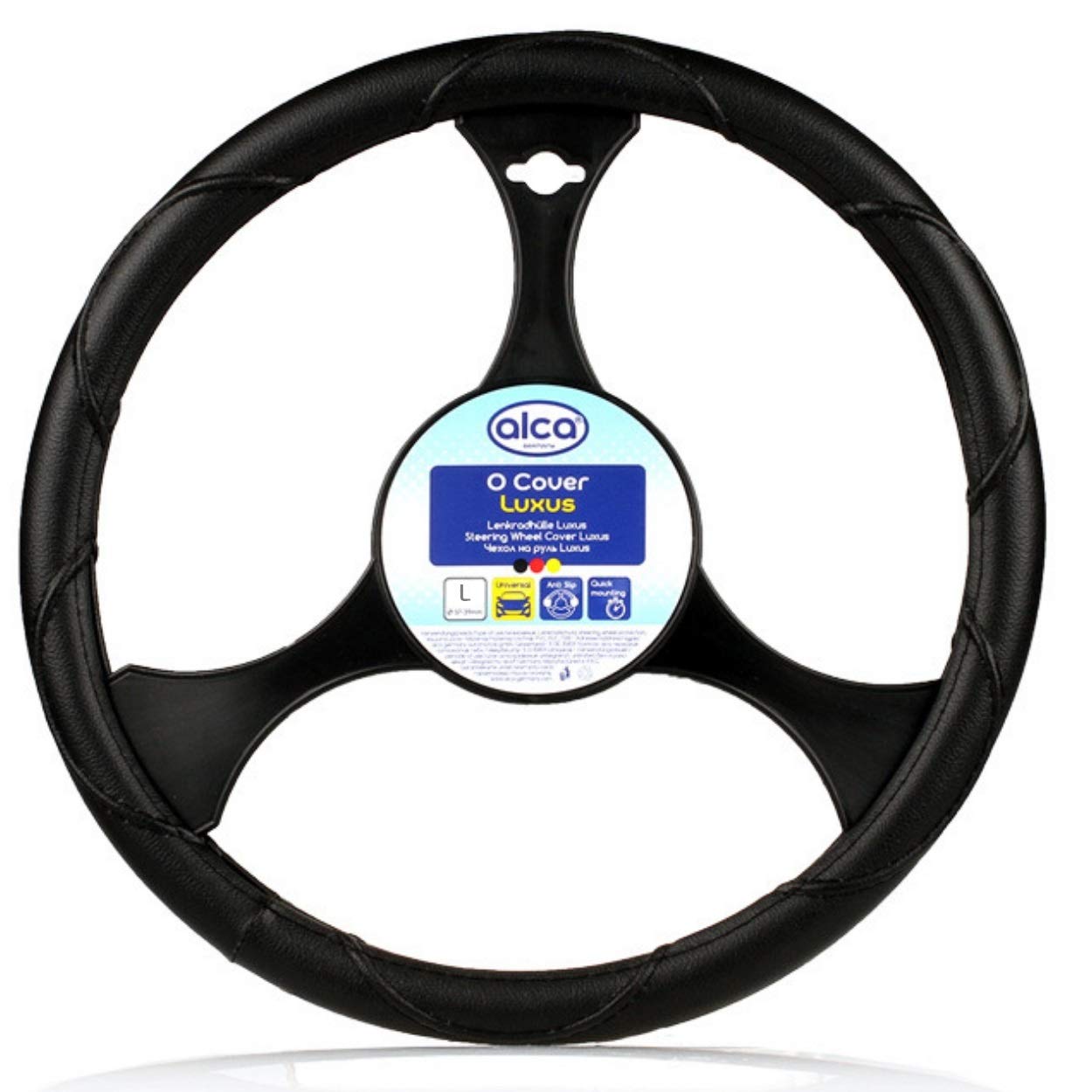 Large Steering Wheel Cover XL Size 41-43cm Truck Van Motorhome Black Leather Look A590200