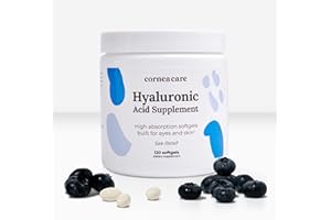 CorneaCare High Absorption Hyaluronic Acid | Hyaluronic Acid Supplements | Hydration Tablets | Anti Aging Supplement | Eye Vitamins | Hyaluronic Acid Pills | Eye Supplements | 120 Softgels