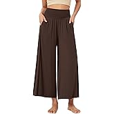 ODODOS Women's Wide Leg Palazzo Lounge Cropped Pants with Pockets Light Weight Comfy Pajama Capri Pants-20/22"/ 24" Inseam