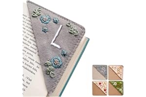 XINHELAN Personalized Hand Embroidered Corner Bookmark, 26 Letters Cute Flower Embroidered Corner Bookmark Embroidery Book Marker Clip for Book Lovers Bookmarks for Reading Lovers Meaningful GIF (Winter, L)